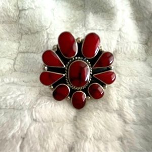 Red boutique ring sterling silver